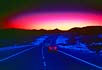 road, highway toward sunrise over horizon